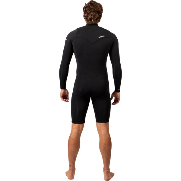 2026 Gul Mens Echo Natur 3/2mm Chest Zip Long Sleeve Springsuit Wetsuit EC3325-BKBK - Black